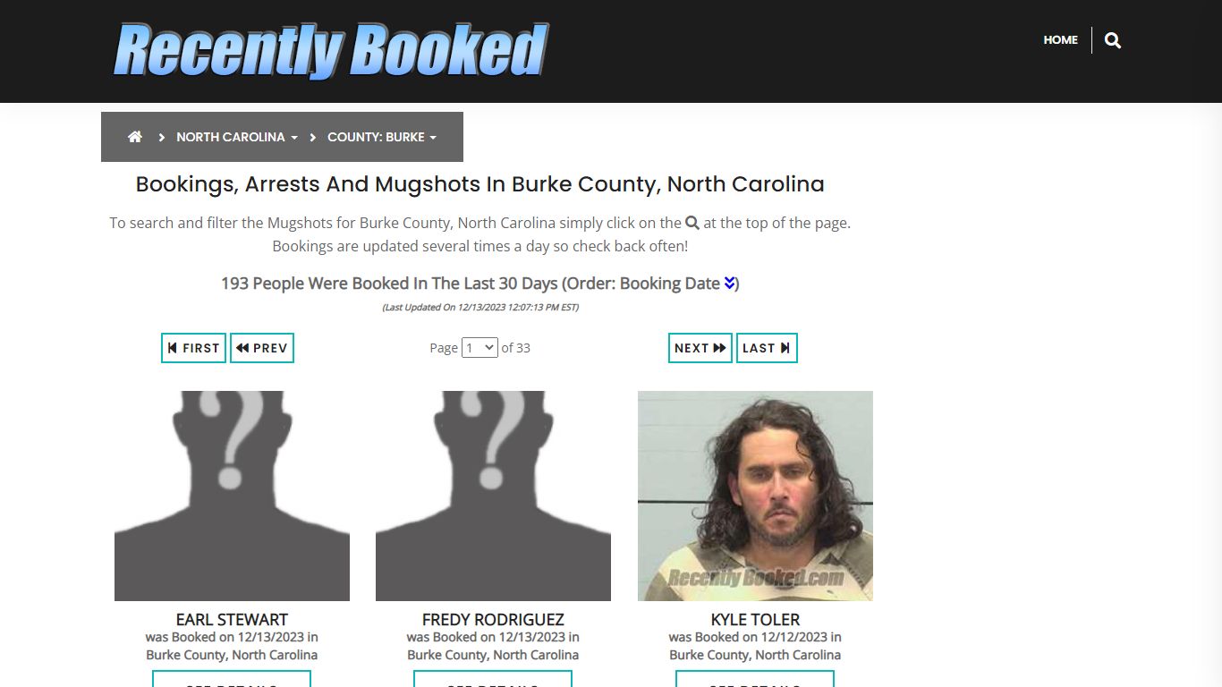 Bookings, Arrests and Mugshots in Burke County, North Carolina